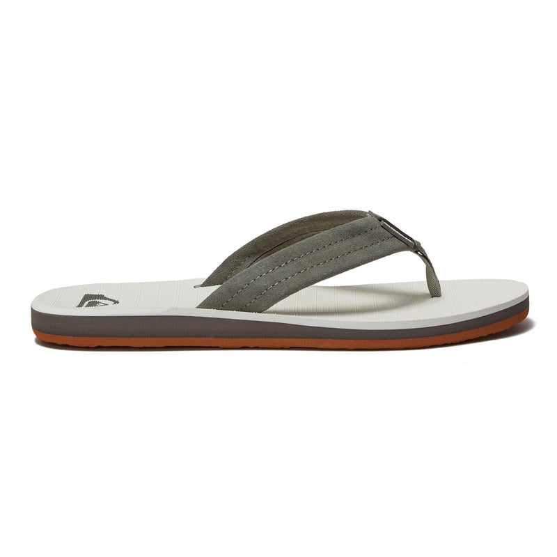Quiksilver Carver Suede Flip Flops for Men, Arch Support Athletic Mens Sandals, Size 6 to 16 Thong Mens Slides, Grey/White/Grey, 10 M US - Image 2